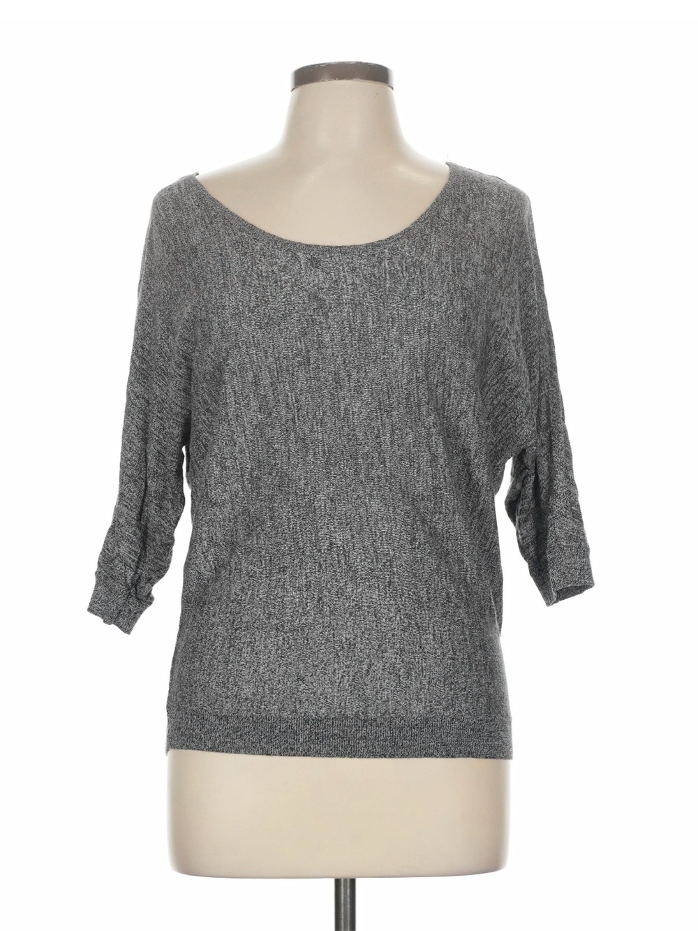 Express Grey Heather 3/4 Sleeve Top with Lace Back